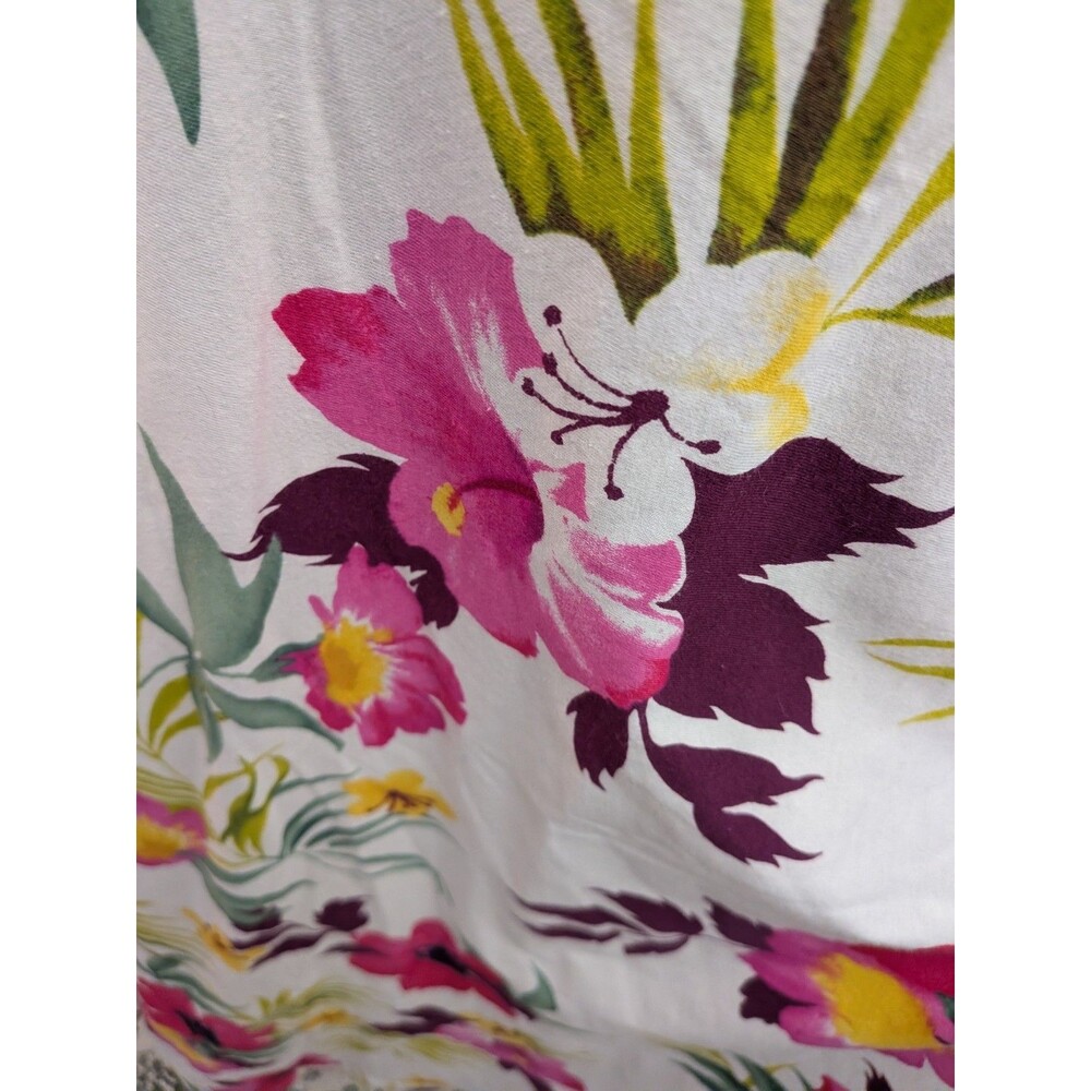 Chaps Maxi Dress sz L Cream Pink Multi Floral 100% Cotton Knit Tropical Hawaiian - Picture 6 of 13